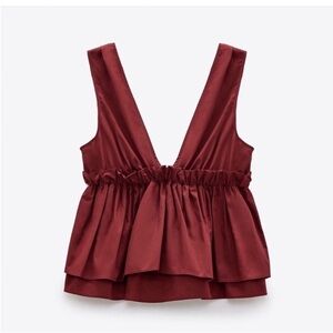Zara Ruffled Poplin Top